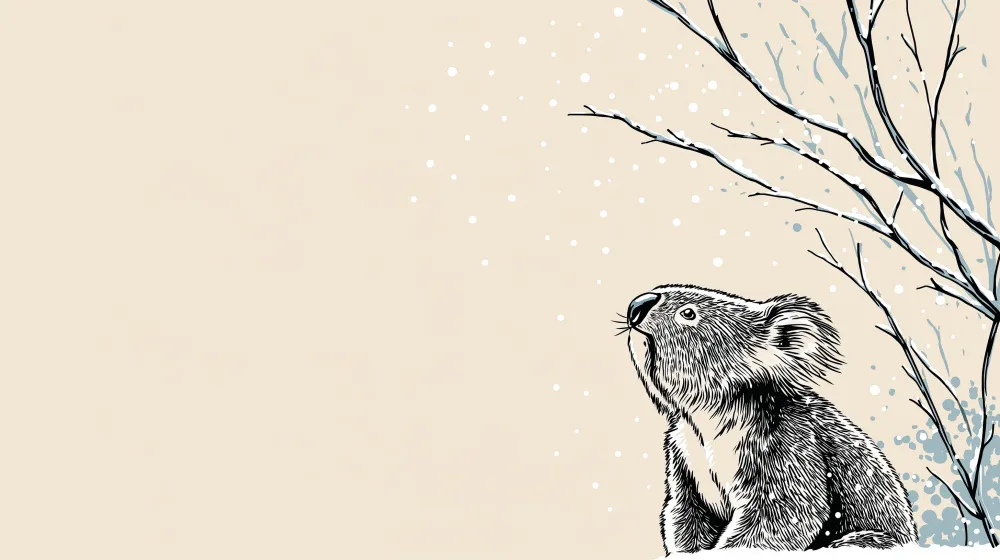 Lastenhuoneen tapetti | Koala lumen alla herkillä oksilla