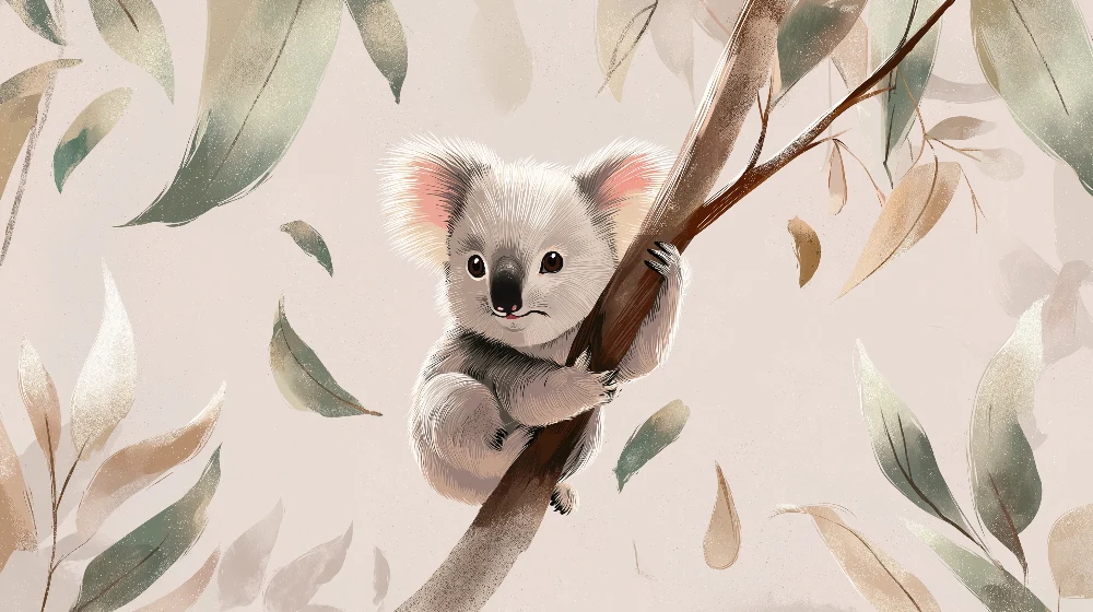 Lastenhuoneen tapetti | Söpö koala luonnossa