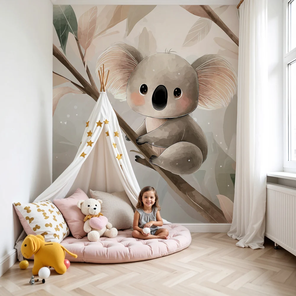 Lastenhuoneen tapetti | Söpö koala oksilla