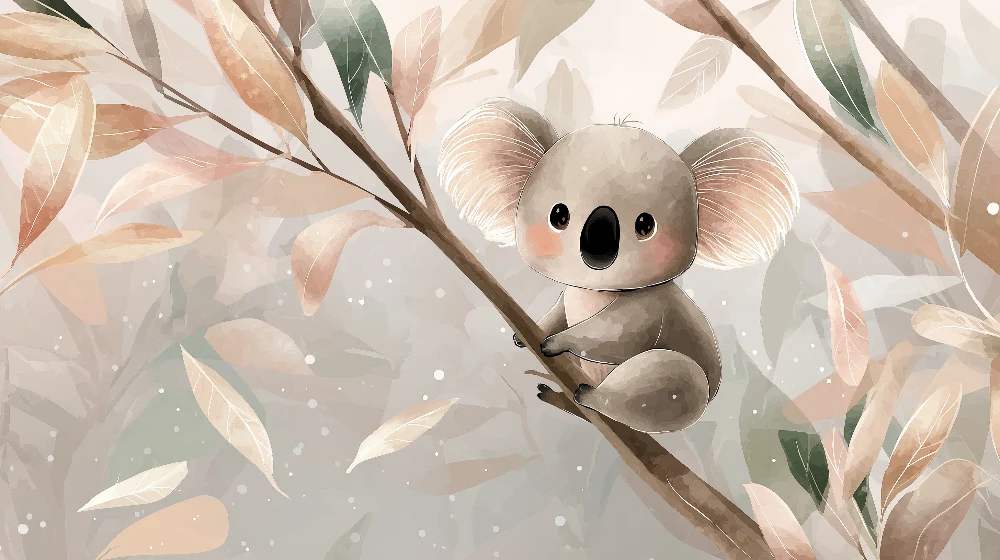 Lastenhuoneen tapetti | Söpö koala oksilla
