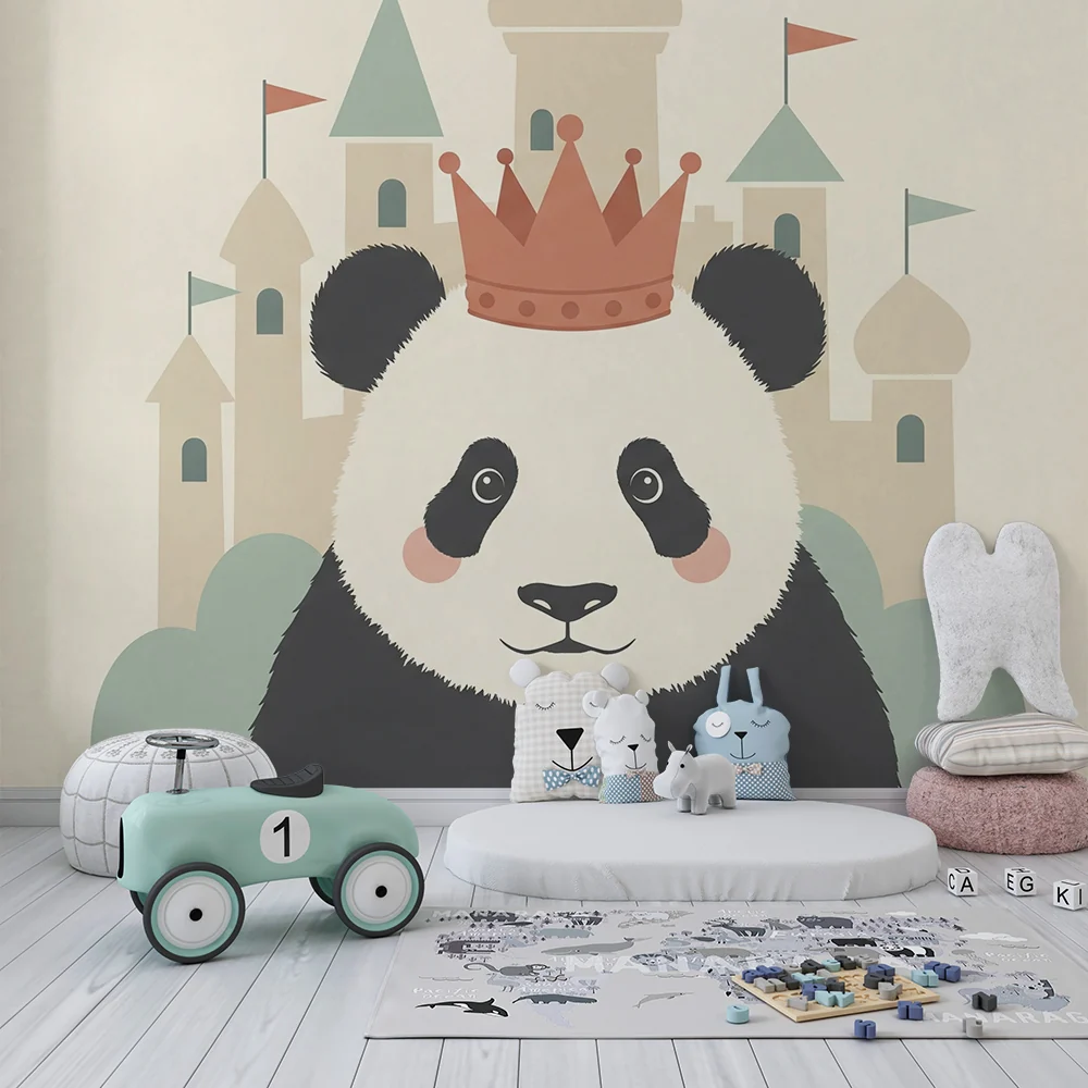 Lastenhuoneen tapetti | Kuninkaallinen panda linnansa edessä