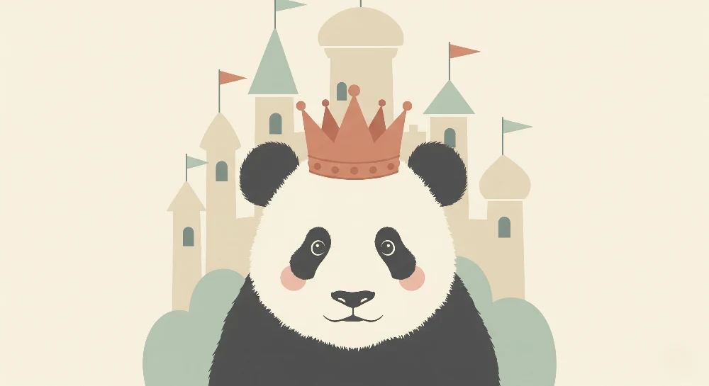 Lastenhuoneen tapetti | Kuninkaallinen panda linnansa edessä