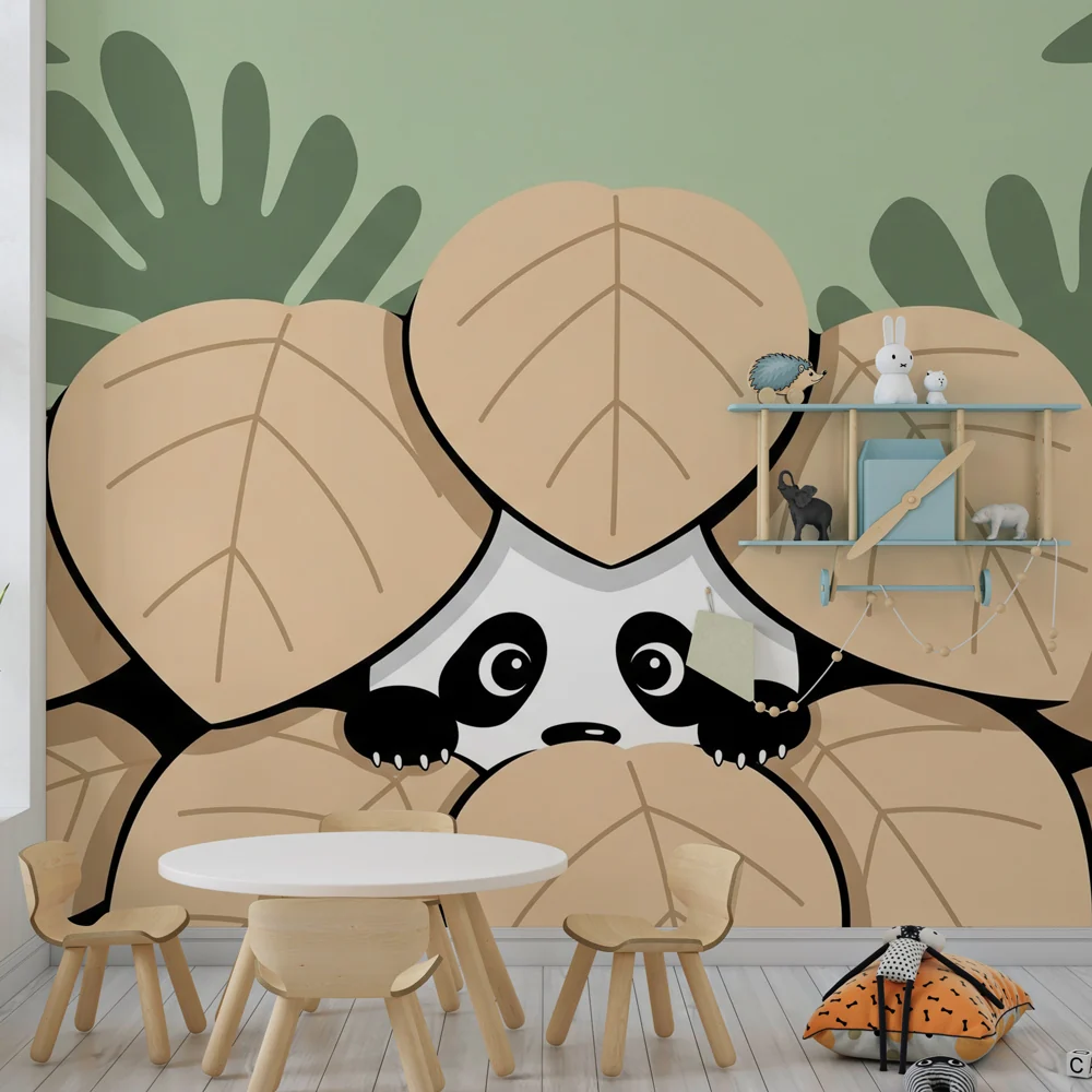 Lastenhuoneen tapetti | leikkisä panda viidakossa
