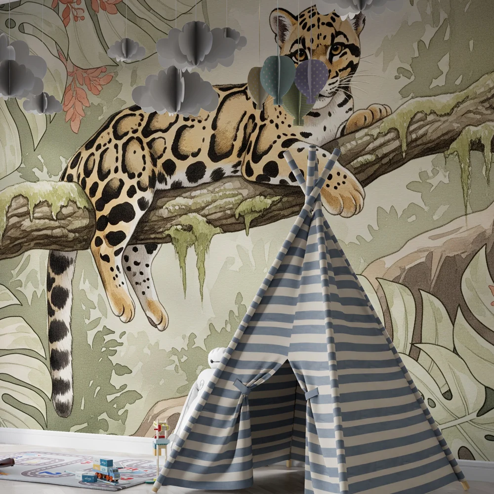 Lastenhuoneen tapetti | Leopardi viidakossa