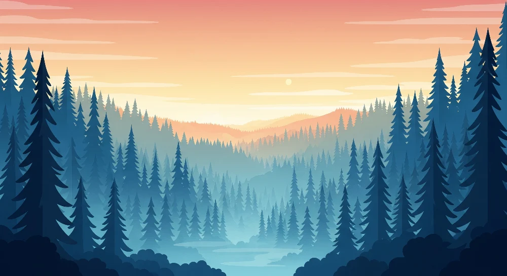 Lastenhuoneen tapetti | Lumottu metsä auringonnousun aikaan
