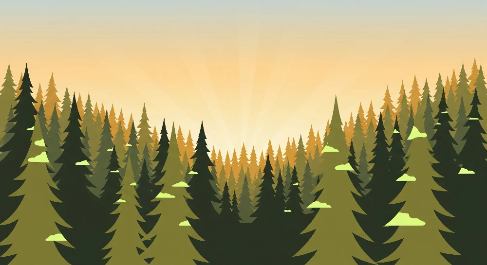 Lastenhuoneen tapetti | Lumottu metsä majesteettisilla kuusilla