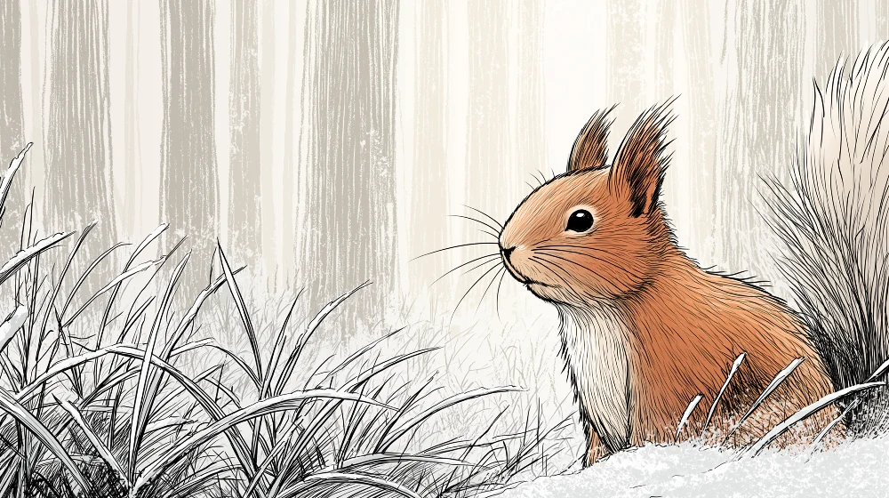 Lastenhuoneen tapetti | Lystikäs orava talvella