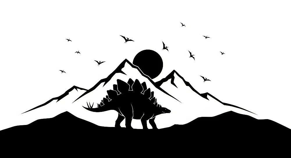 Lastenhuoneen tapetti | Mahtavat dinosaurukset ja vuoret tähtitaivaan alla