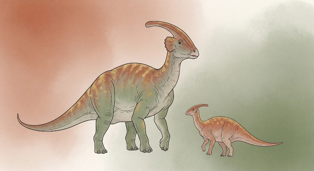 Lastenhuoneen tapetti | Majesteettinen dinosaurus ja sen pieni esihistoriallisessa ympäristössä