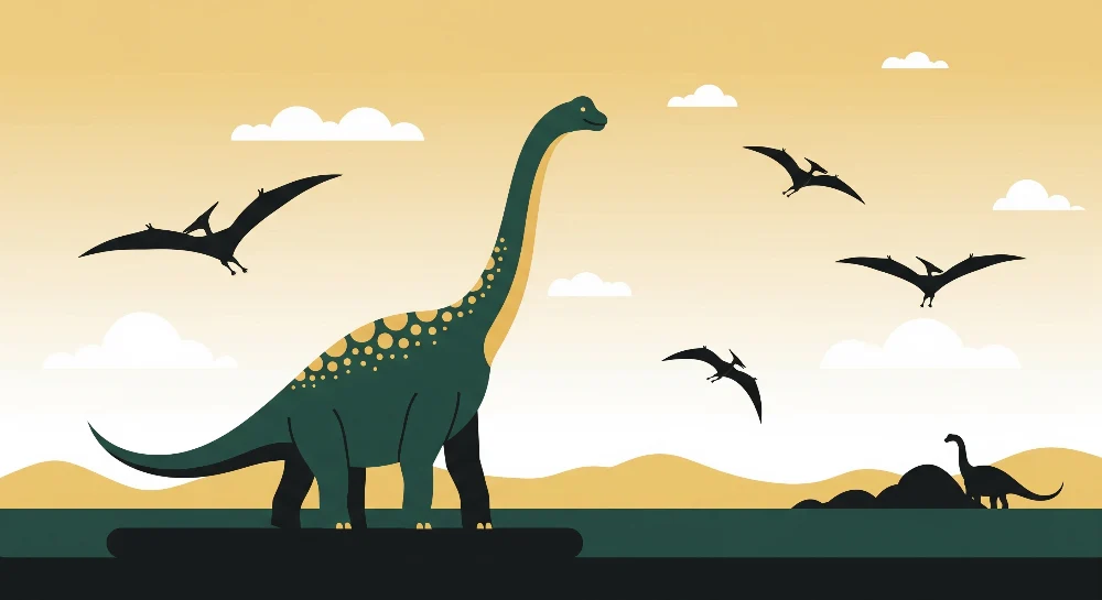 Lastenhuoneen tapetti | Majesteettinen dinosaurusten ja esihistoriallisten maisemien tapetti