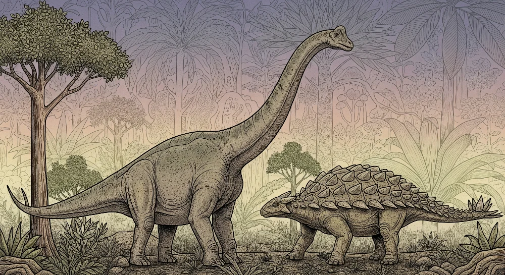 Lastenhuoneen tapetti | Majesteettiset dinosaurukset esihistoriallisessa maisemassa