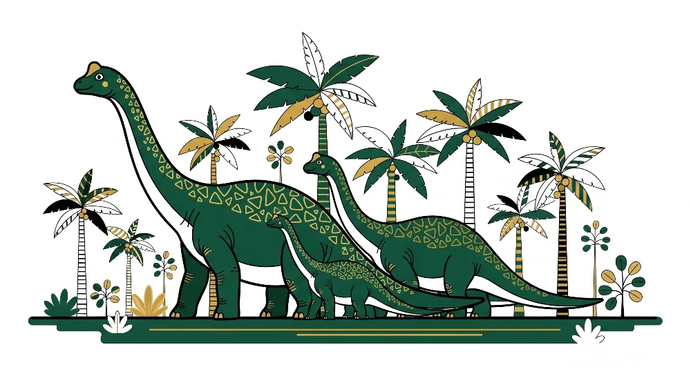 Lastenhuoneen tapetti | Majesteettiset dinosaurukset keskellä eksoottisia palmuja