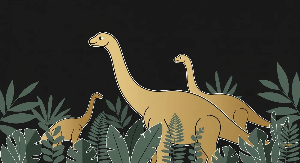 Lastenhuoneen tapetti | Majesteettiset dinosaurukset trooppisen kasvillisuuden keskellä