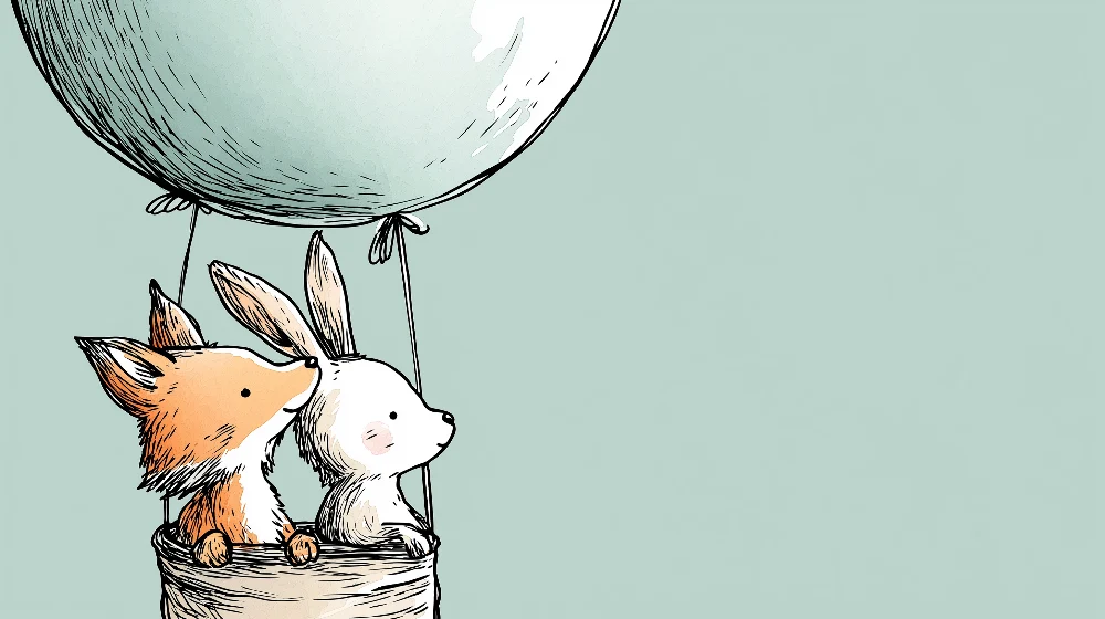 Lastenhuoneen tapetti | Matka kuumailmapallolla eläinten kanssa