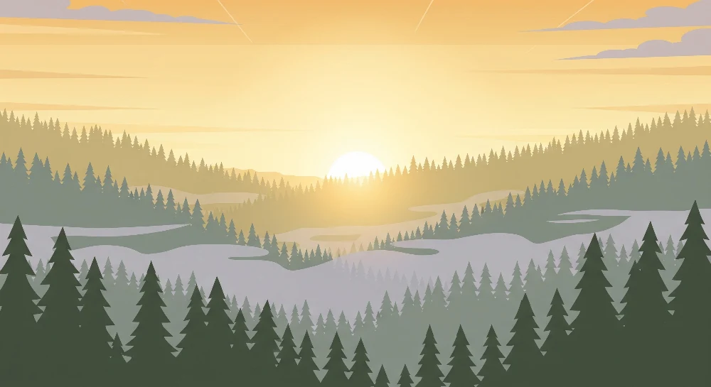 Lastenhuoneen tapetti | Metsämaisema auringonnousun aikaan
