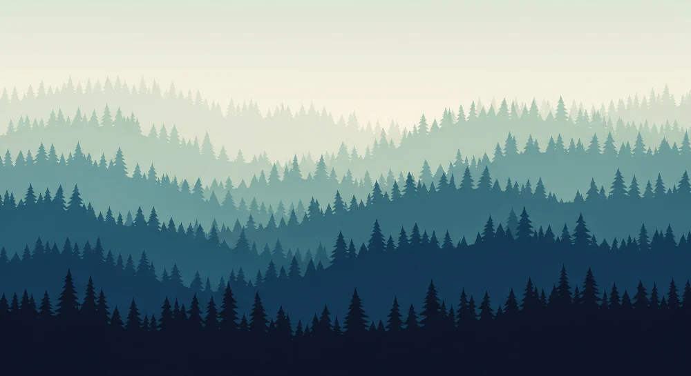 Lastenhuoneen tapetti | Mystinen metsä sinisen ja vihreän sävyillä