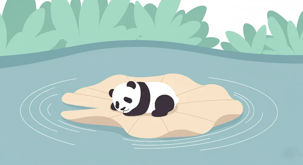 Lastenhuoneen tapetti | Nukkuva panda lehden päällä