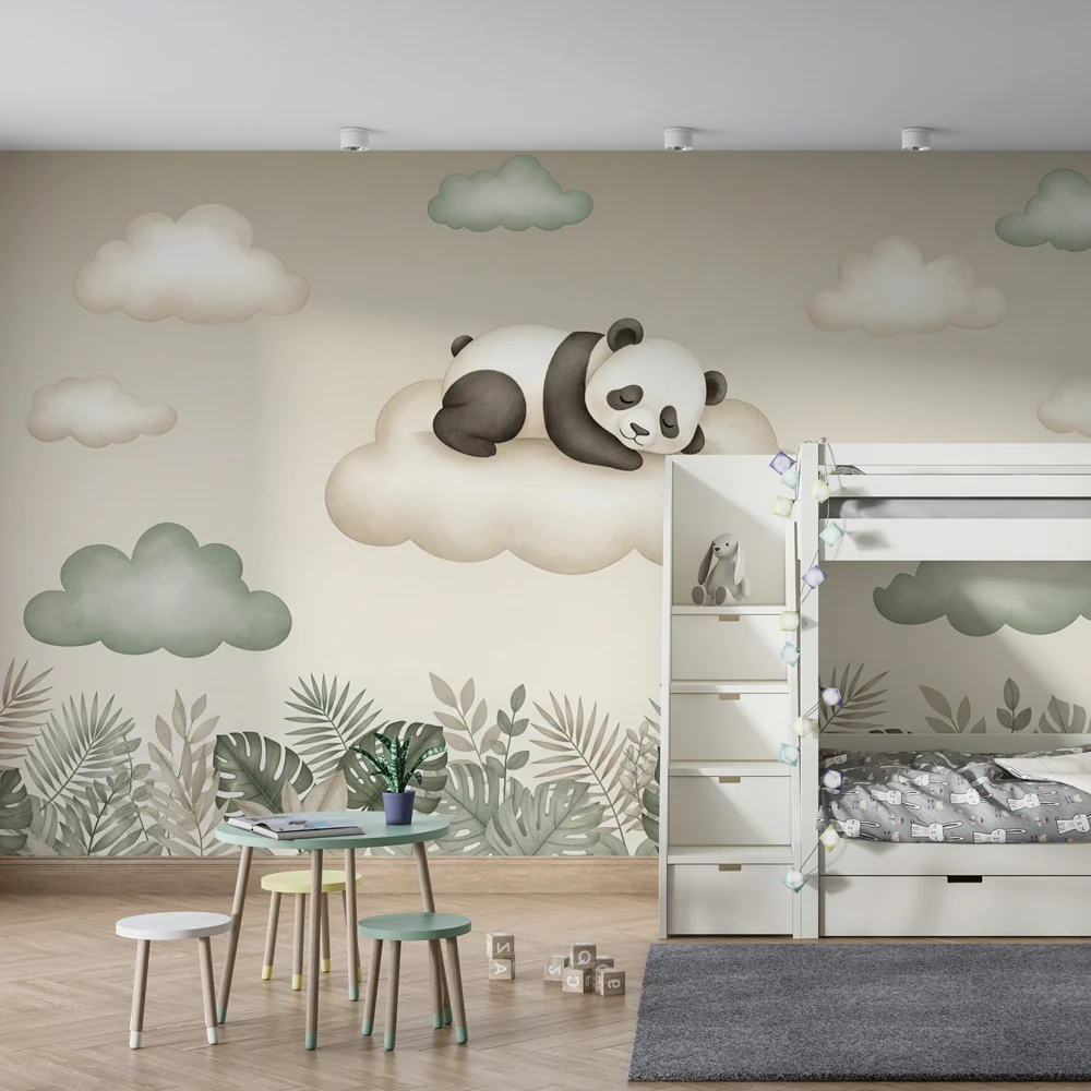 Lastenhuoneen tapetti | Nukkuva panda pilvellä