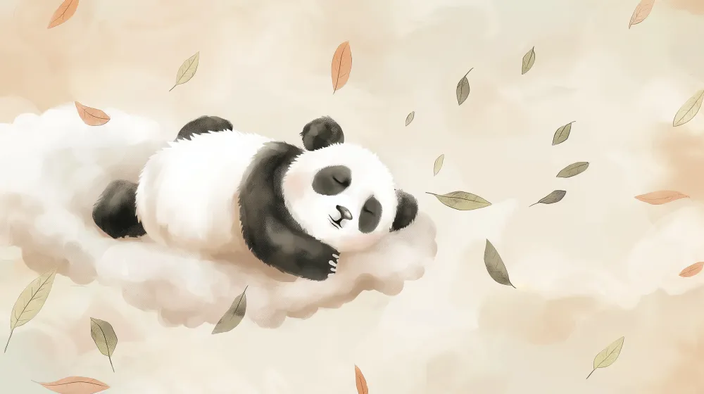 Lastenhuoneen tapetti | Nukkuva panda pilvissä