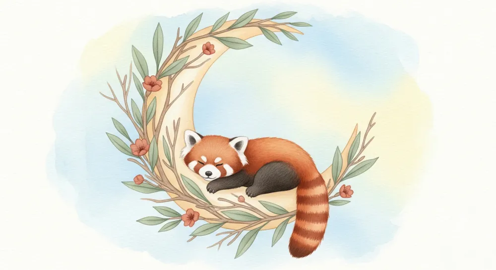 Lastenhuoneen tapetti | Nukkuva punapanda lumotulla kuulla