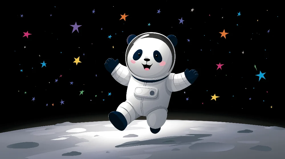Lastenhuoneen tapetti | Panda astronautti tähtitilassa
