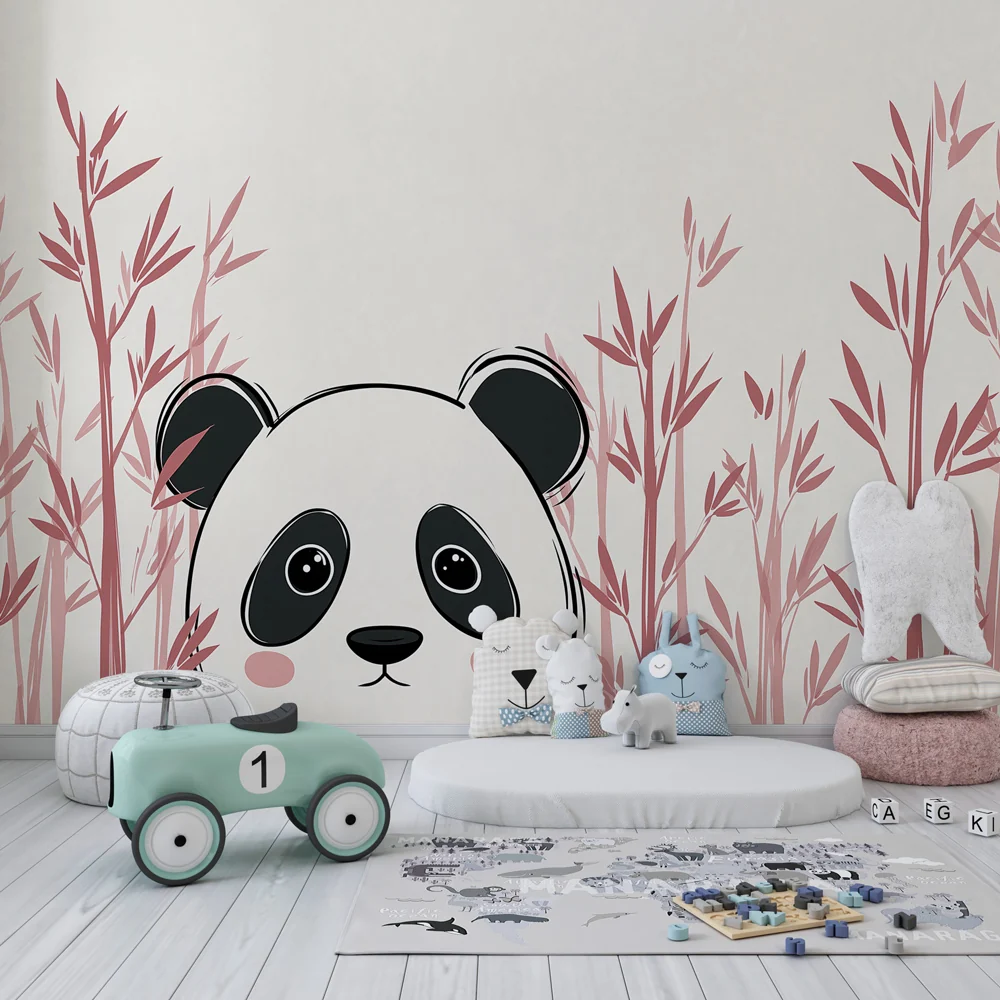 Lastenhuoneen tapetti | Söpö panda ja herkkä bambu