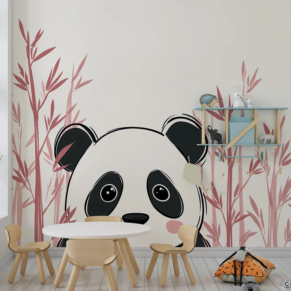 Lastenhuoneen tapetti | Söpö panda ja herkkä bambu