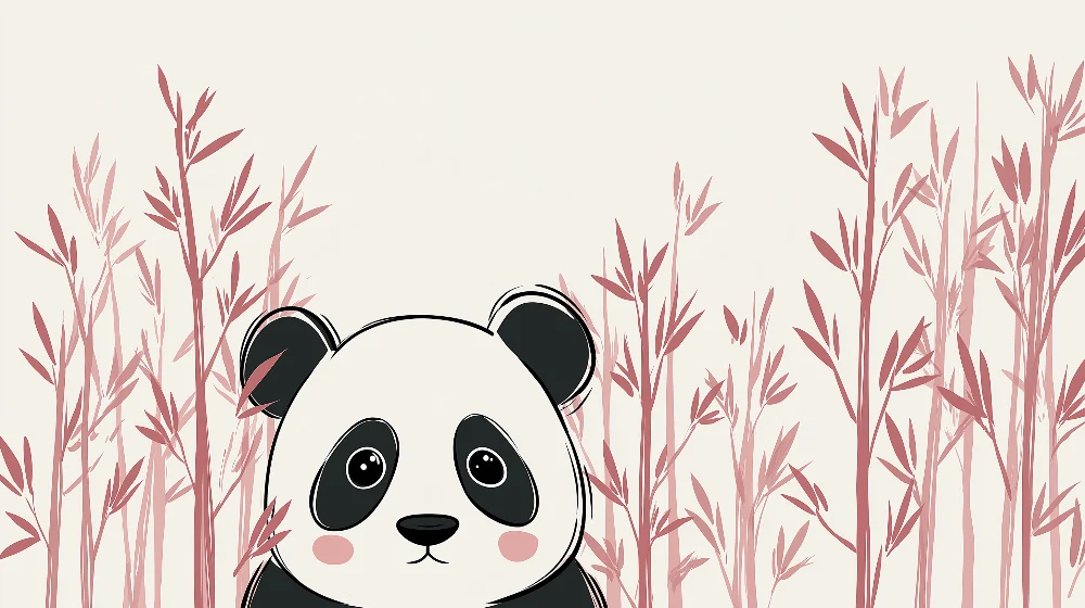 Lastenhuoneen tapetti | Söpö panda ja herkkä bambu