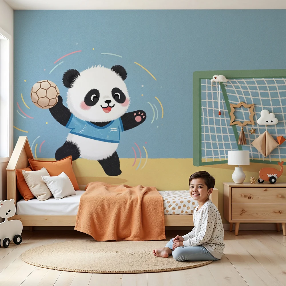 Lastenhuoneen tapetti | Panda jalkapalloilija