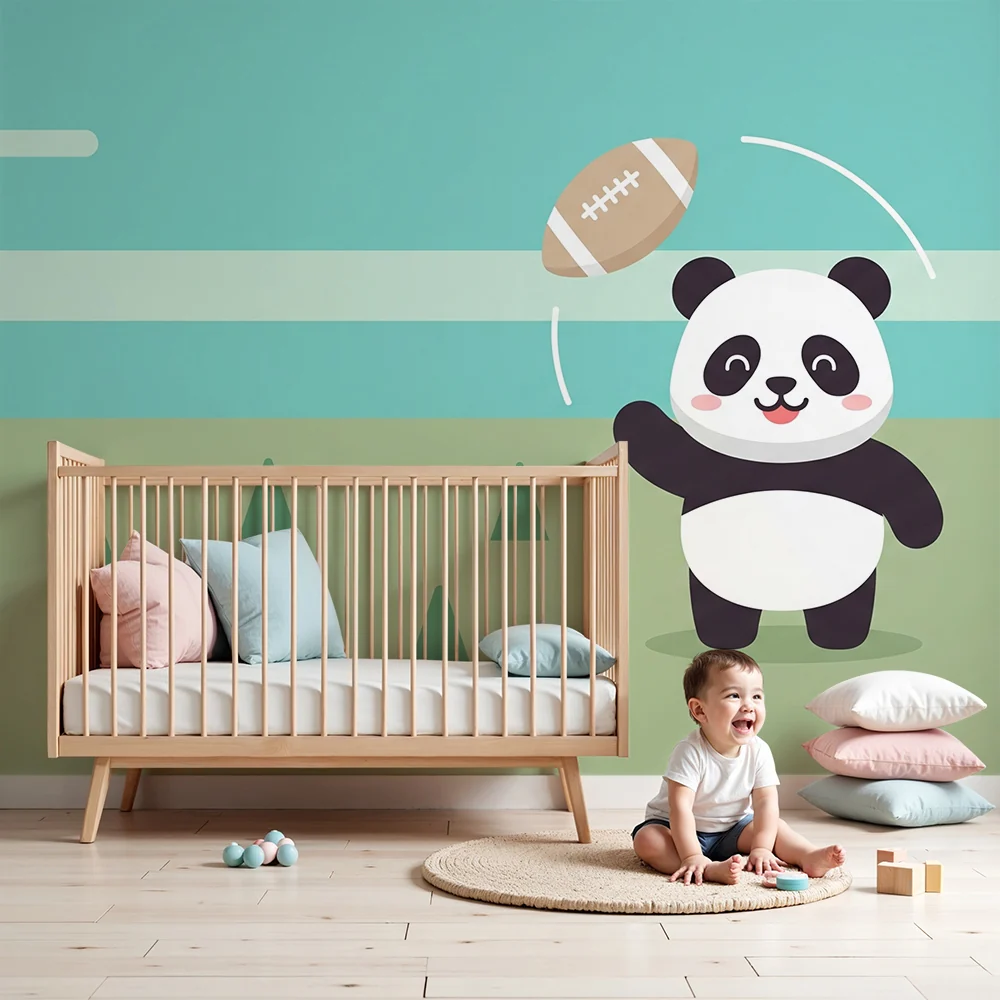 Lastenhuoneen tapetti | Panda jalkapalloilija