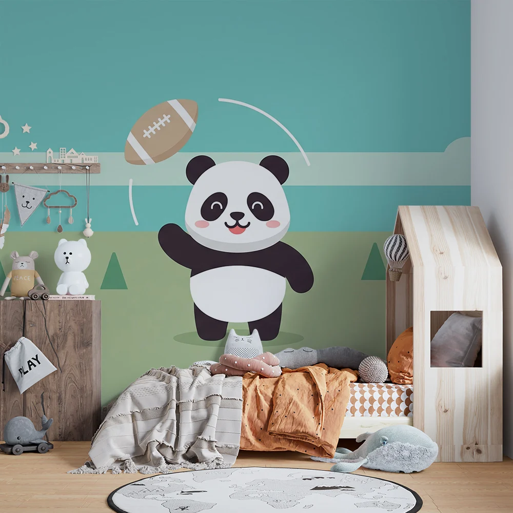 Lastenhuoneen tapetti | Panda jalkapalloilija