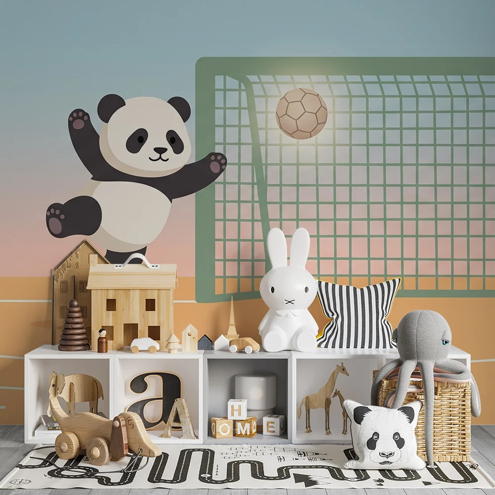 Lastenhuoneen tapetti | Panda jalkapalloilija toiminnassa