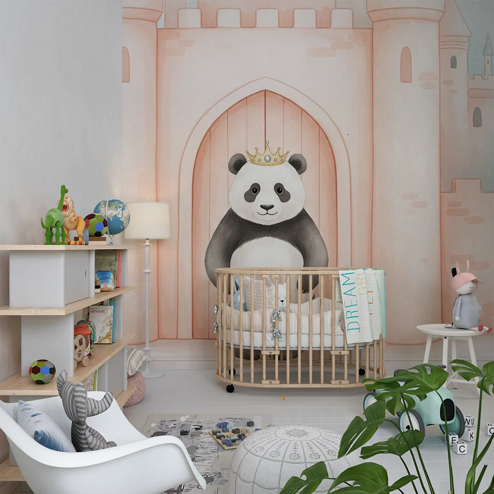 Lastenhuoneen tapetti | Panda kuninkaallinen linna edessä