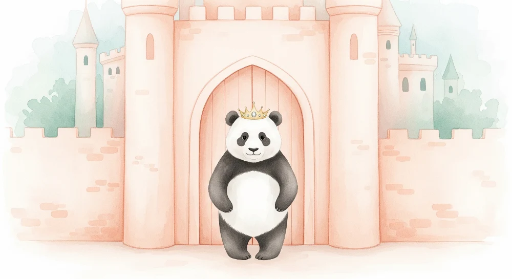 Lastenhuoneen tapetti | Panda kuninkaallinen linna edessä