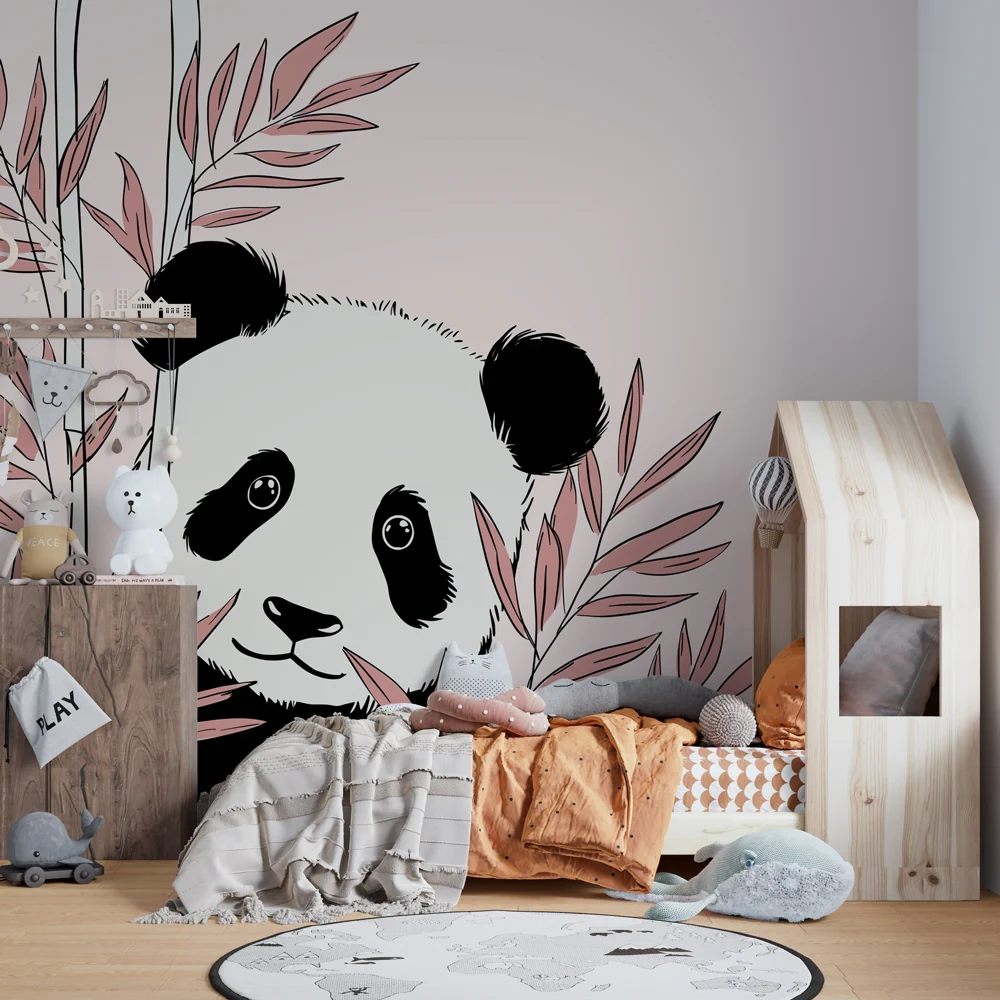 Lastenhuoneen tapetti | Söpö panda ja lempeä tunnelma