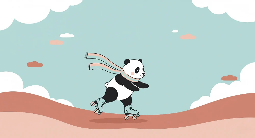 Lastenhuoneen tapetti | Panda luistelija rullaluistimilla
