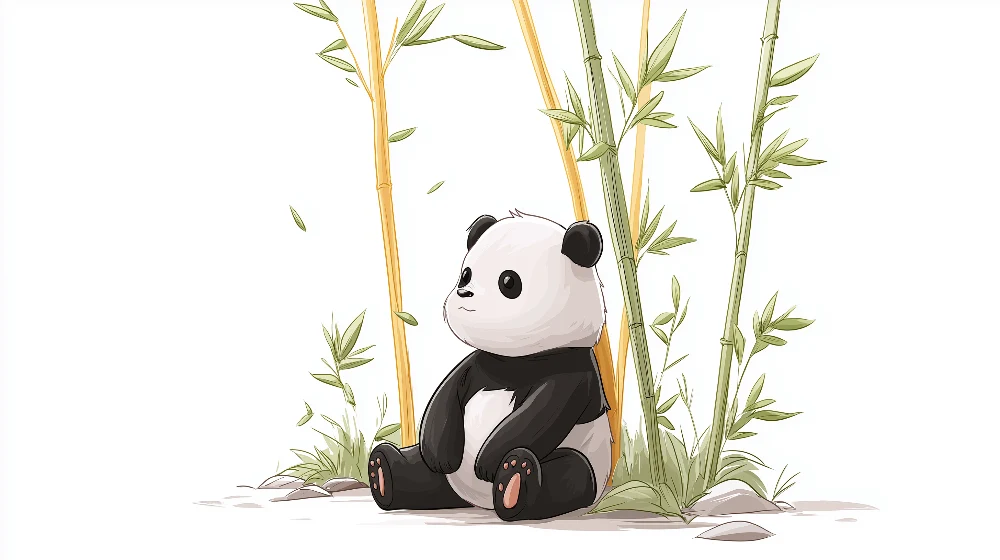 Lastenhuoneen tapetti | Söpö panda ympäröi bambuja