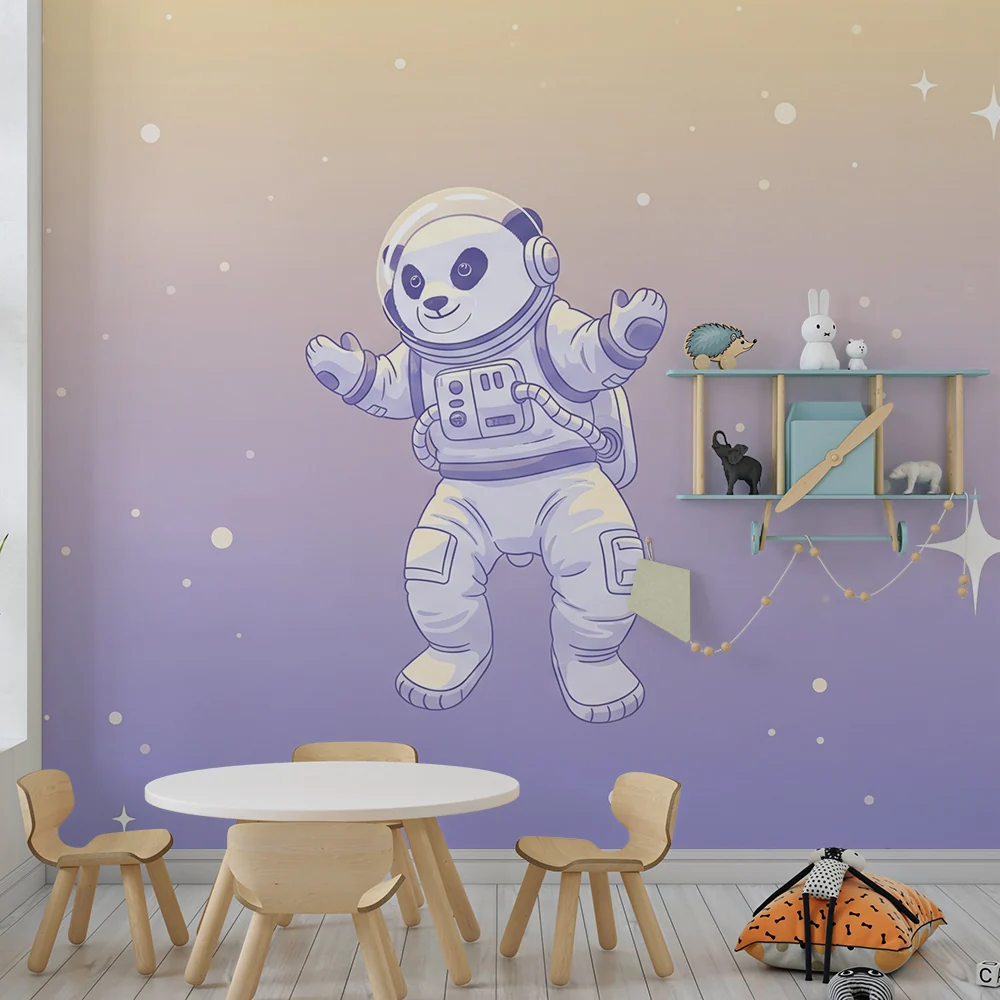 Lastenhuoneen tapetti | Panda-astronautti kellumassa tähtitaivaalla