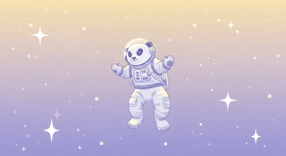 Lastenhuoneen tapetti | Panda-astronautti kellumassa tähtitaivaalla