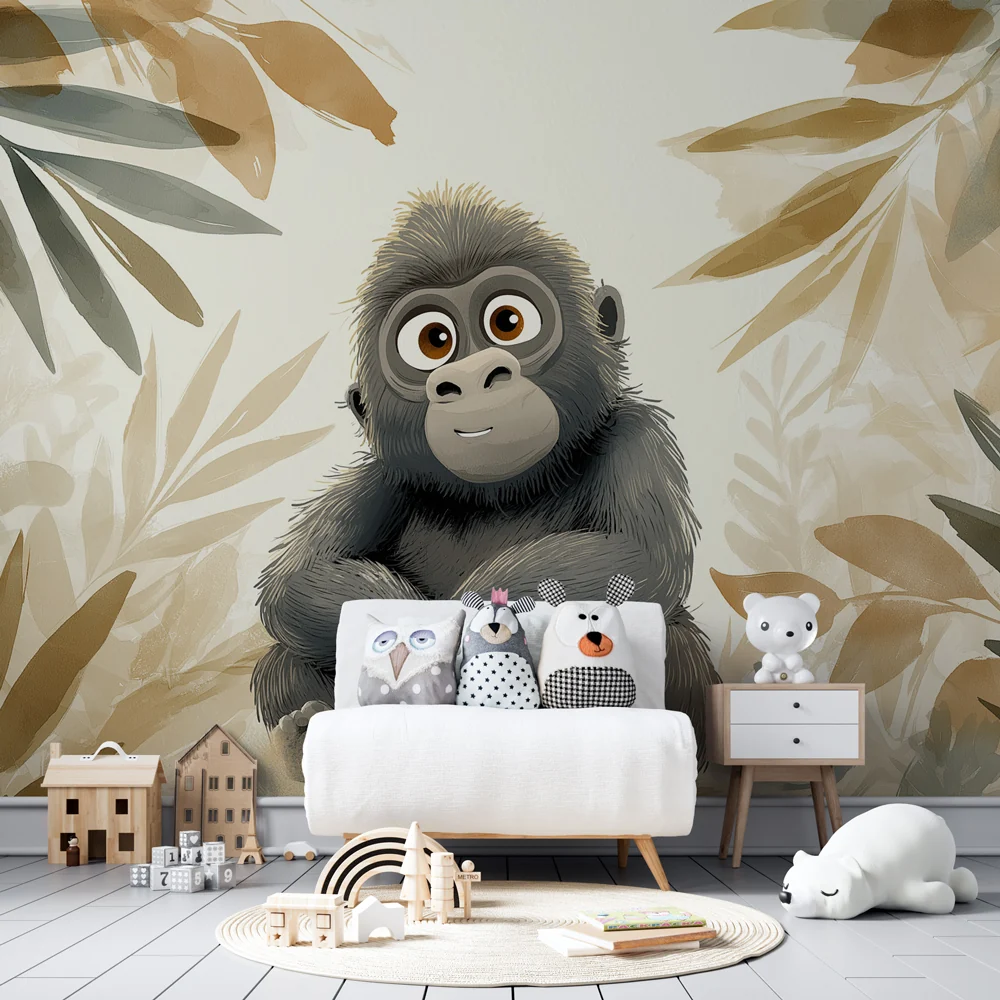 Lastenhuoneen tapetti | Pieni gorilla viidakon sydämessä