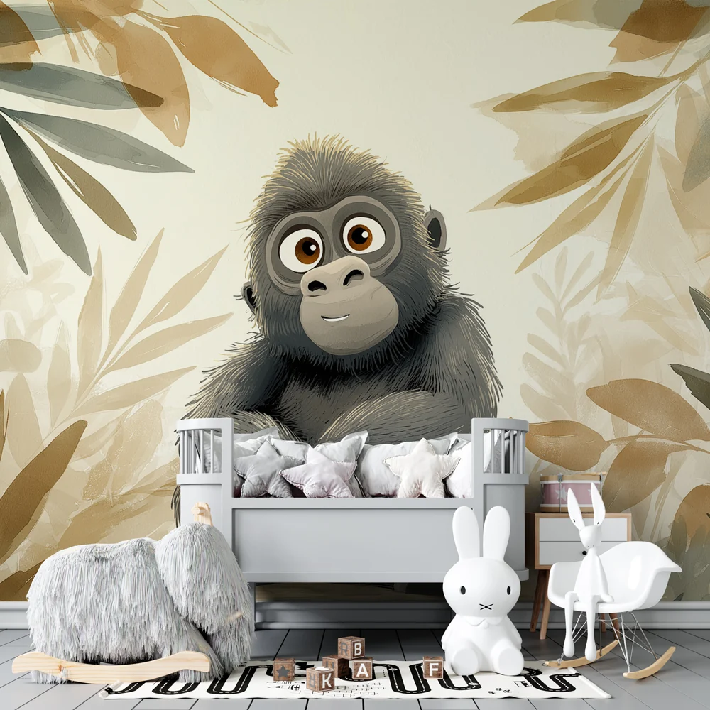 Lastenhuoneen tapetti | Pieni gorilla viidakon sydämessä