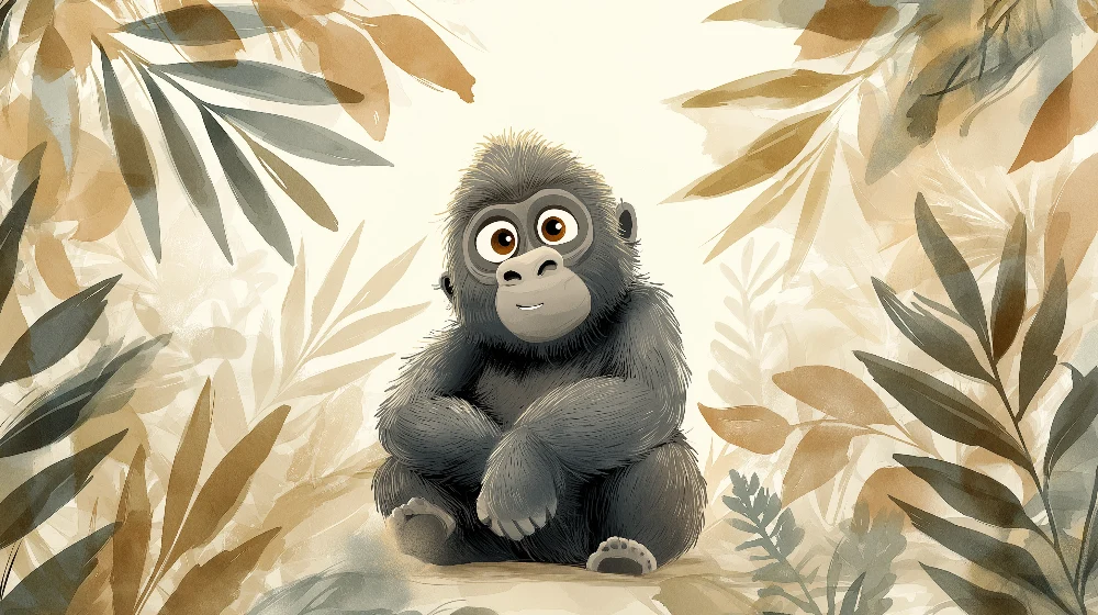Lastenhuoneen tapetti | Pieni gorilla viidakon sydämessä