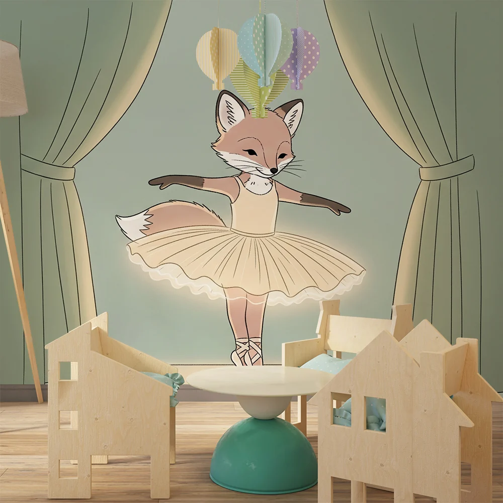 Lastenhuoneen tapetti | Pieni kettuballerina lavalla