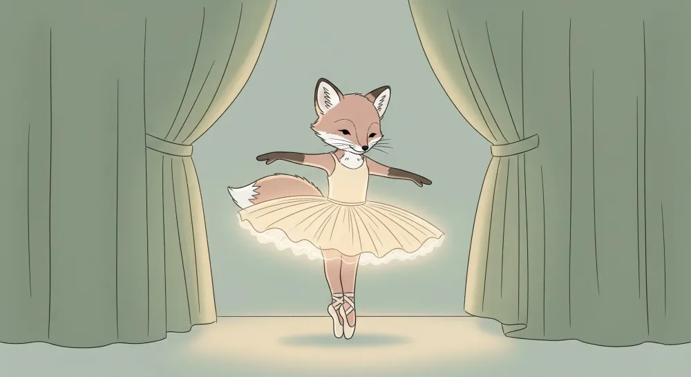 Lastenhuoneen tapetti | Pieni kettuballerina lavalla