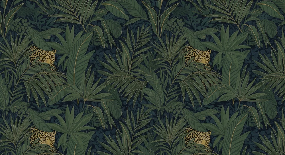 Lastenhuoneen tapetti | Piilotetut leopardit rehevässä viidakossa