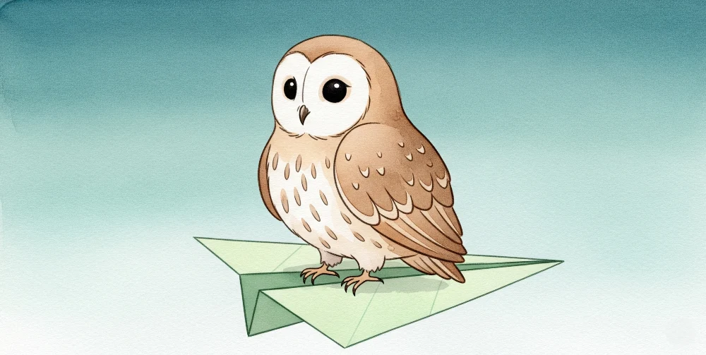 Lastenhuoneen tapetti | Söpö pöllö paperilennokin päällä