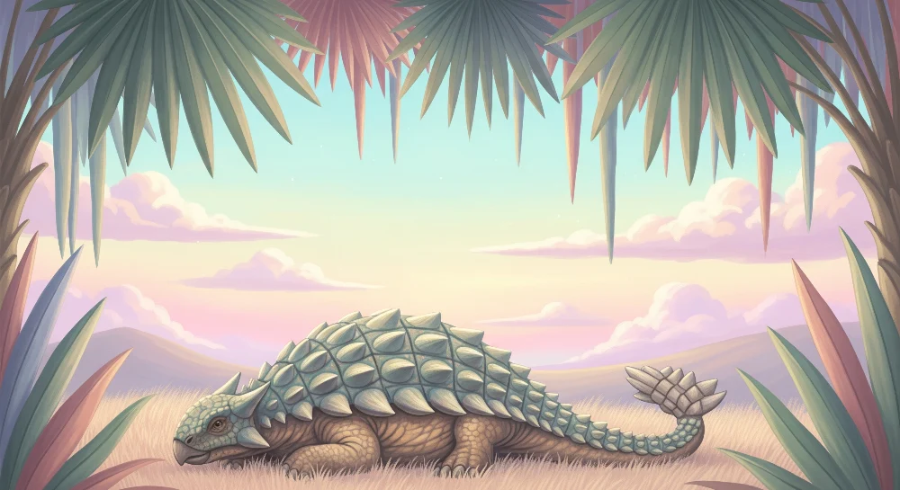 Lastenhuoneen tapetti | Rauhallinen dinosaurus värikkään viidakon alla