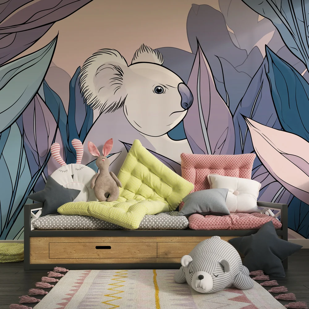 Lastenhuoneen tapetti | Rauhallinen koala keskellä kasvillisuutta