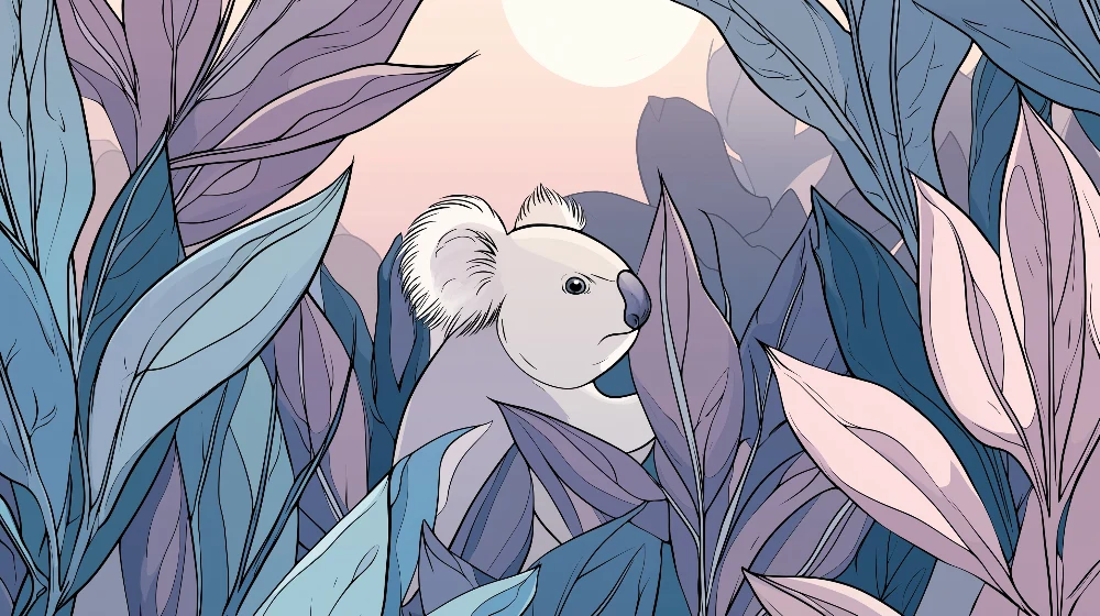 Lastenhuoneen tapetti | Rauhallinen koala keskellä kasvillisuutta