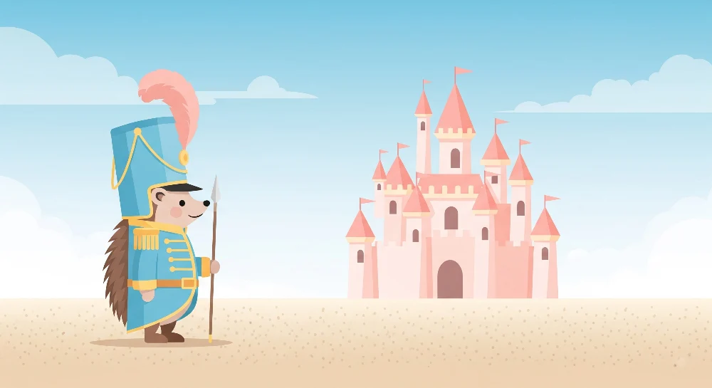 Lastenhuoneen tapetti | Royal Guard Hedgehog front fairy-tale castle
